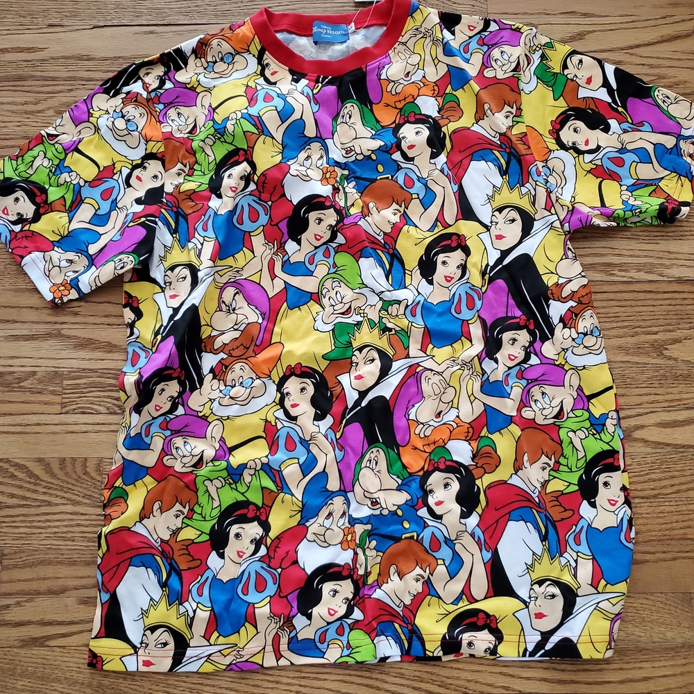 Disney Princess Collage T-Shirt with Red and Yellow Accents